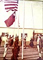 1973年，清泉崗基地的升旗儀式，由美國空軍憲兵與國軍空軍憲兵負責