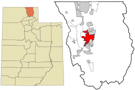 Cache County Utah incorporated and unincorporated areas Logan highlighted.svg