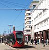 A Casablanca Tramway car on line T1 at Place des Nations-Unies station in 2013