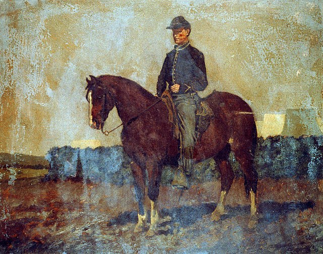 Cavalry orderly, Rappahannock Station, Va. (Edwin Forbes, 1864)