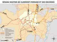 Réseau routier de Clermont-Ferrand et de ses environs