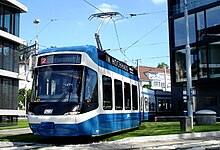 Bombardier Cobra in Zurich Cobra tram in Zurich on route 2, April 2008.jpg