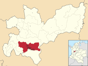 Localizarea orașului Manizales în Caldas.