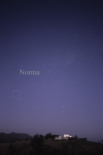 The constellation Norma as it can be seen by the naked eye