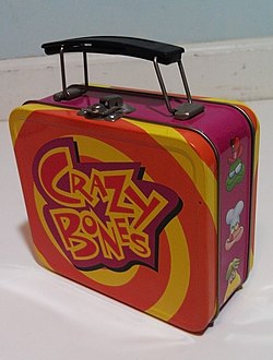 Photograph of an official Crazy Bones lunchbox. Crazy-Bones-Lunchbox.jpg