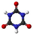 Ball-and-stick model of the trione tautomer Cyanuric-acid-from-xtal-3D-balls.png