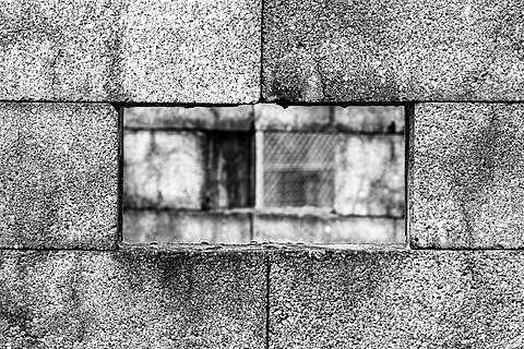 Observation window in the wall of the walkways at the special ammunition depot Dülmen-Visbeck, Dernekamp, Kirchspiel, North Rhine-Westphalia, Germany