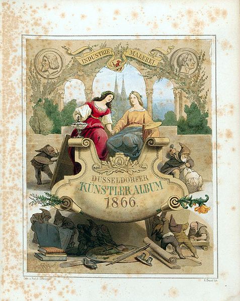 File:Düsseldorfer Künstler-Album, 1866, Kupfertitel gemalt von Professor Adolph Schroedter (monogr.), lithografiert von A. Brand.jpg