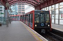 B07 stock entering Canary Wharf station DLR unit 135 entering Canary Wharf station bound for Bank.jpg