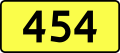 English: Sign of DW 454 with oficial font Drogowskaz and adequate dimensions.