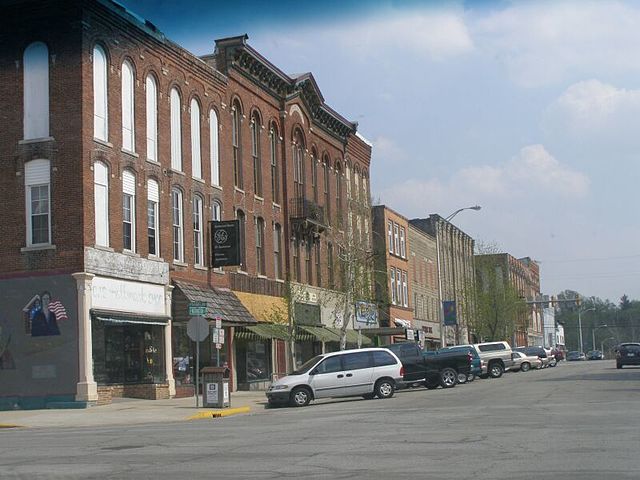 The downtown area near the courthouse