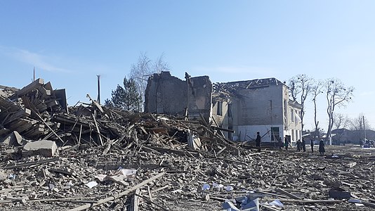 Destroyed School 6 in Merefa after Russian rocket strike