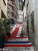 Devil's Gap Road in Gibraltar's Upper Town. The steps have been painted with the Union Flag ever since the referendum