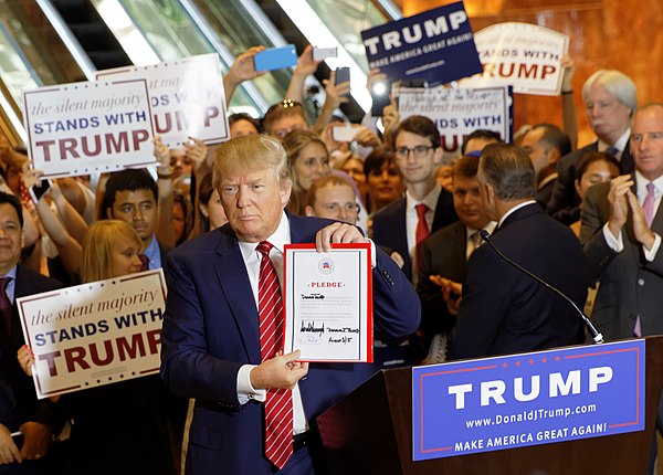 Trump signs the Republican loyalty pledge promising to support the candidate nominated by the party and to not run as a third-party candidate, if he f