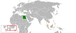 Peta menunjukkan lokasi Egypt dengan Malaysia
