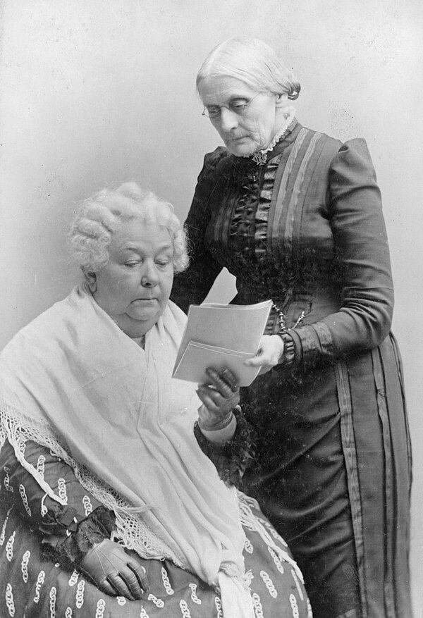 Elizabeth Cady Stanton (seated) with Susan B. Anthony