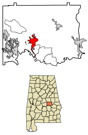 Elmore County Alabama Incorporated and Unincorporated areas Wetumpka Highlighted 0181720.svg