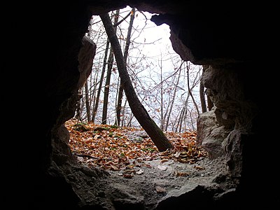 Embrasure of bunker 57 of Bolzano barrage in the Alpine Wall