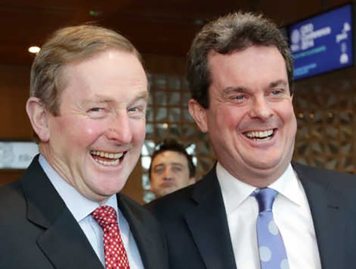 Former Irish Taoiseach Enda Kenny (l), and PwC Partner Feargal O'Rourke (r) architect of two of the largest BEPS tools in the world, the Double Irish (including Microsoft, Google, Facebook, IBM, Johnson & Johnson and Pfizer, amongst many others), and the Green Jersey (as used by Apple in their Q1 2015 "leprechaun economics" restructuring in Ireland).[63]
