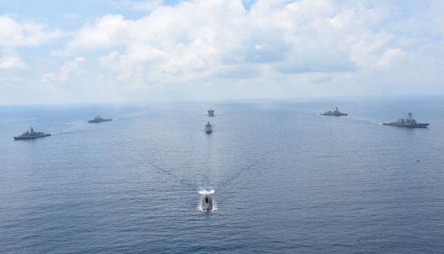 A joint naval exercise between the Indian Navy, United States Navy, Japan Maritime Self-Defense Force, and Royal Australian Navy in 2020