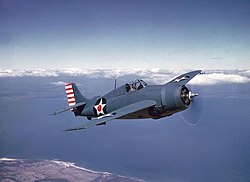 F4F-3 בסכמת צביעה כחולה-אפורה לא רפלקטיבית, תחילת 1942