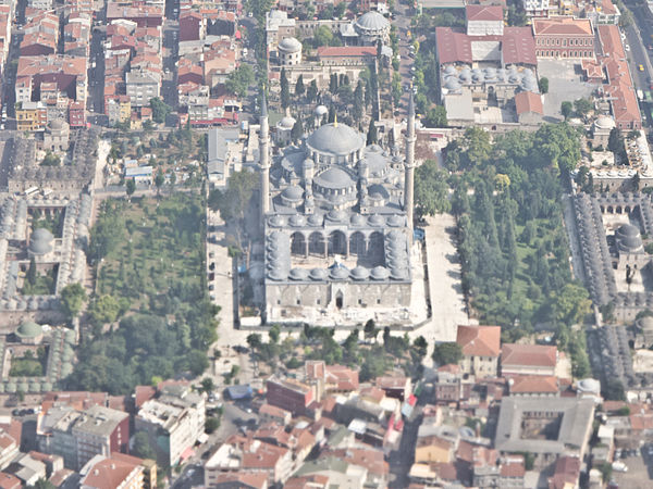 Aerial view of the Fatih Mosque and the surrounding külliye.