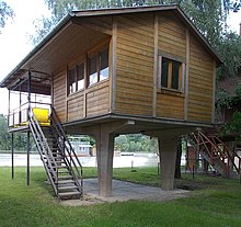 Concrete Stilts used in a Hungarian Home Fecske Strasse, Holzhutte, 2021 Csongrad.jpg