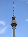 The sphere and mast of Berliner Fernsehturm, taken from the south side.