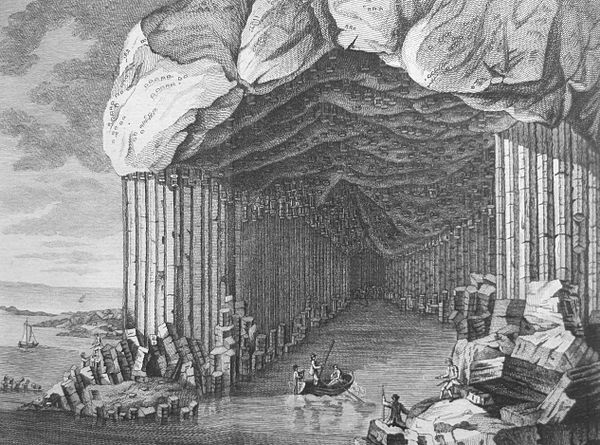 Engraving based on sketches made of Fingal's Cave by John Cleveley Jnr. published in 1772