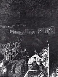 La Basilique (de nuit), 6 novembre 1910 (Eau-forte ; Inv. Kunel nº 295 ; 39,4 x 29,5 cm), Liège, Musée de La Boverie