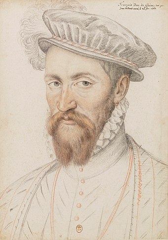 Francis of Lorraine, Duke of Guise. Pencil portrait by François Clouet.