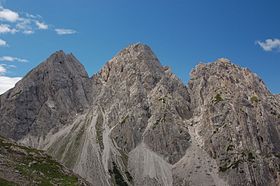 Utsikt over Gamswiesenspitze, i sentrum.