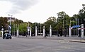Genève. Parc des Bastions. Les grilles de l'accès au parc depuis la Place de Neuve.