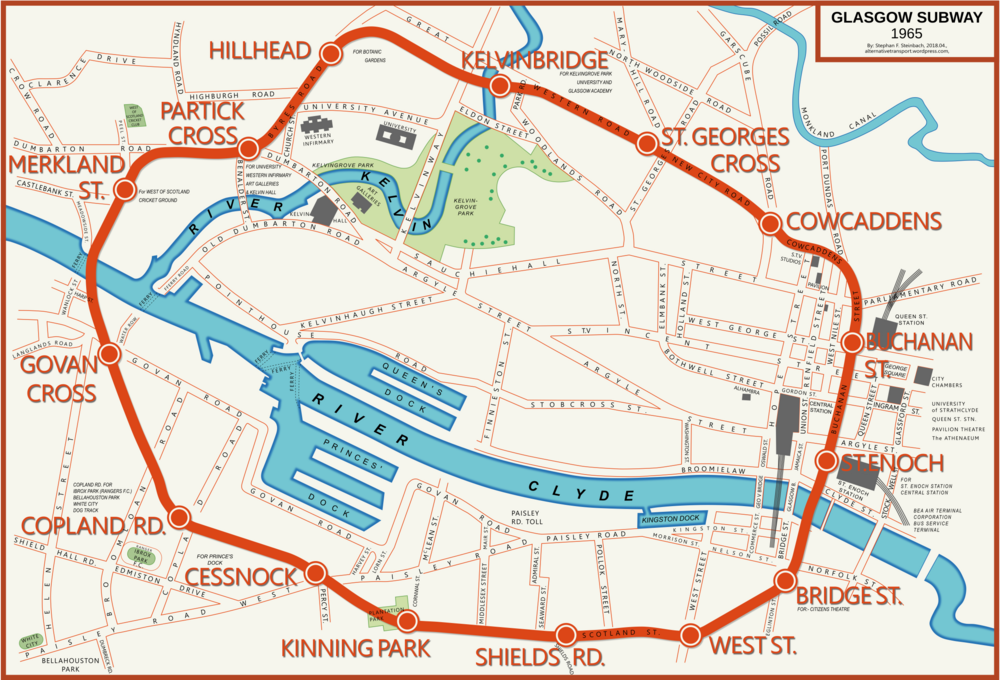 Glasgow Subway vor dem Beeching schneidet