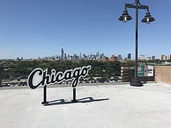 Vue sur la skyline de Chicago depuis le Guaranteed Rate Field.