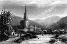 Gravure de Thann en 1838.