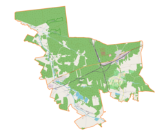 Mapa konturowa gminy Herby, u góry nieco na lewo znajduje się punkt z opisem „Cisy nad Liswartą”