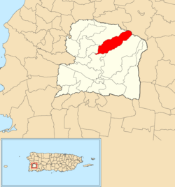 Местоположението на Hoconuco Alto в община San Germán е показано в червено