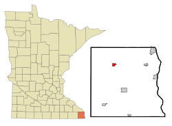 Houston County Minnesota Incorporated and Unincorporated areas Houston Highlighted.svg