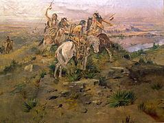Los indios se reúnen con Lewis y Clark.
