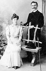Ioanna Xanthidou and Nikolaos Manos. Photo Α.F. Baubin, 15 June 1906, Salonique.jpg