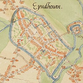 Jacob van Deventer - Map of Eindhoven - Kaart van Eindhoven, around 1550 (cropped).jpg