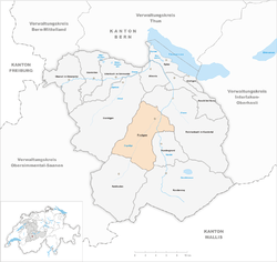 Harta e komunës Frutigen në distriktin Frutigen-Niedersimmental