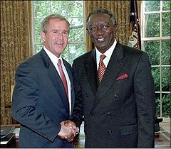 John Kufuor (right) with the President of the United States, George W. Bush (left), in June 2001 Kufuor and Bush.jpg