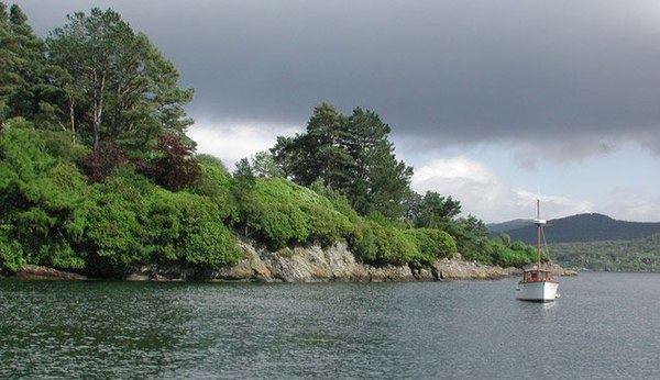 Caladh Harbour, Kyles of Bute. Taken in the anchorage behind Eilean Dubh. The Isle of Bute can be seen in the distance.