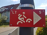 Offizielle Hinweisschilder für die Mountainbiketouren „LT 5“ und „LT 13“