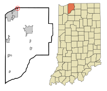 LaPorte County Indiana Zonele încorporate și necorporate Michiana Shores Highlighted.svg