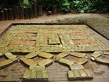 One of the three buried Mosaics or Pavements from La Venta, consisting of nearly 500 blocks of serpentine. La Venta Mosaic (Ruben Charles).jpg