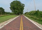 Brick-paved section of Lincoln Highway in West Omaha near Elkhorn