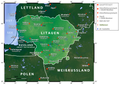 High resolution map of Lithuania (German labels)